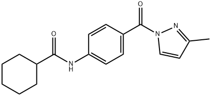 N-{4-[(3-methyl-1H-pyrazol-1-yl)carbonyl]phenyl}cyclohexanecarboxamide Struktur