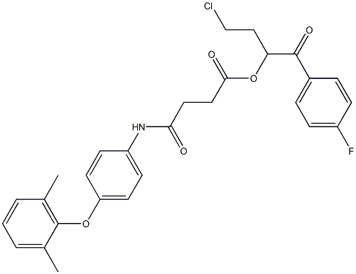 3-chloro-1-(4-fluorobenzoyl)propyl 4-[4-(2,6-dimethylphenoxy)anilino]-4-oxobutanoate Struktur