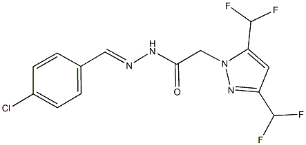 2-[3,5-bis(difluoromethyl)-1H-pyrazol-1-yl]-N'-(4-chlorobenzylidene)acetohydrazide Struktur