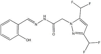 2-[3,5-bis(difluoromethyl)-1H-pyrazol-1-yl]-N'-(2-hydroxybenzylidene)acetohydrazide Struktur