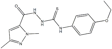 2-[(1,3-dimethyl-1H-pyrazol-5-yl)carbonyl]-N-(4-ethoxyphenyl)hydrazinecarbothioamide Struktur