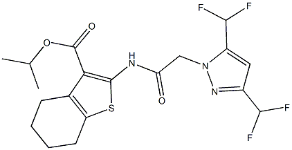 isopropyl 2-({[3,5-bis(difluoromethyl)-1H-pyrazol-1-yl]acetyl}amino)-4,5,6,7-tetrahydro-1-benzothiophene-3-carboxylate Struktur