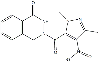 3-({4-nitro-1,3-dimethyl-1H-pyrazol-5-yl}carbonyl)-3,4-dihydro-1(2H)-phthalazinone Struktur