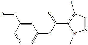 3-formylphenyl 4-iodo-1-methyl-1H-pyrazole-5-carboxylate Struktur