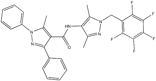 N-[3,5-dimethyl-1-(2,3,4,5,6-pentafluorobenzyl)-1H-pyrazol-4-yl]-5-methyl-1,3-diphenyl-1H-pyrazole-4-carboxamide Struktur