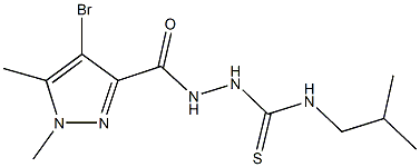 2-[(4-bromo-1,5-dimethyl-1H-pyrazol-3-yl)carbonyl]-N-isobutylhydrazinecarbothioamide Struktur