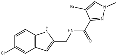 4-bromo-N-[(5-chloro-1H-indol-2-yl)methyl]-1-methyl-1H-pyrazole-3-carboxamide Struktur