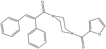 1-(2,3-diphenylacryloyl)-4-(2-furoyl)piperazine Struktur