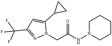 2-[5-cyclopropyl-3-(trifluoromethyl)-1H-pyrazol-1-yl]-N-(1-piperidinyl)acetamide Struktur