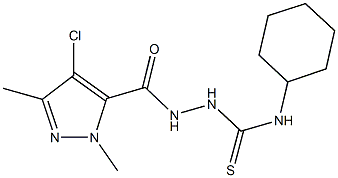 2-[(4-chloro-1,3-dimethyl-1H-pyrazol-5-yl)carbonyl]-N-cyclohexylhydrazinecarbothioamide Struktur