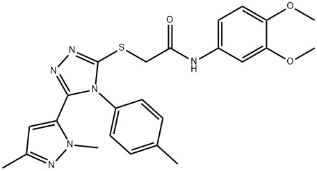 N-(3,4-dimethoxyphenyl)-2-{[5-(1,3-dimethyl-1H-pyrazol-5-yl)-4-(4-methylphenyl)-4H-1,2,4-triazol-3-yl]sulfanyl}acetamide Struktur