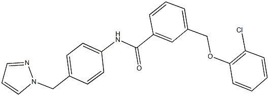 3-[(2-chlorophenoxy)methyl]-N-[4-(1H-pyrazol-1-ylmethyl)phenyl]benzamide Struktur