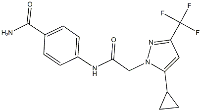 4-({[5-cyclopropyl-3-(trifluoromethyl)-1H-pyrazol-1-yl]acetyl}amino)benzamide Struktur