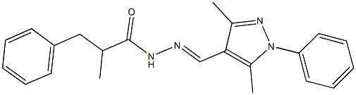 N'-[(3,5-dimethyl-1-phenyl-1H-pyrazol-4-yl)methylene]-2-methyl-3-phenylpropanohydrazide Struktur