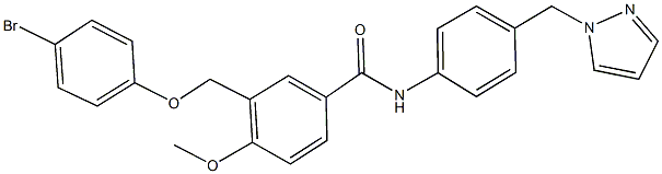 3-[(4-bromophenoxy)methyl]-4-methoxy-N-[4-(1H-pyrazol-1-ylmethyl)phenyl]benzamide Struktur