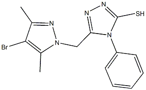 5-[(4-bromo-3,5-dimethyl-1H-pyrazol-1-yl)methyl]-4-phenyl-4H-1,2,4-triazol-3-yl hydrosulfide Struktur