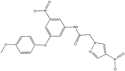 N-[3-nitro-5-(4-methoxyphenoxy)phenyl]-2-{4-nitro-1H-pyrazol-1-yl}acetamide Struktur