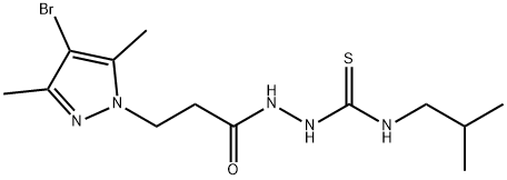 2-[3-(4-bromo-3,5-dimethyl-1H-pyrazol-1-yl)propanoyl]-N-isobutylhydrazinecarbothioamide Struktur