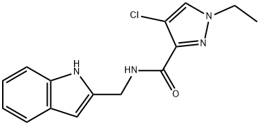 4-chloro-1-ethyl-N-(1H-indol-2-ylmethyl)-1H-pyrazole-3-carboxamide Struktur