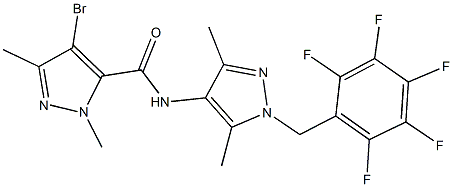 4-bromo-N-[3,5-dimethyl-1-(2,3,4,5,6-pentafluorobenzyl)-1H-pyrazol-4-yl]-1,3-dimethyl-1H-pyrazole-5-carboxamide Struktur