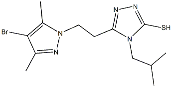 5-[2-(4-bromo-3,5-dimethyl-1H-pyrazol-1-yl)ethyl]-4-isobutyl-4H-1,2,4-triazole-3-thiol Struktur