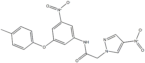 N-[3-nitro-5-(4-methylphenoxy)phenyl]-2-{4-nitro-1H-pyrazol-1-yl}acetamide Struktur