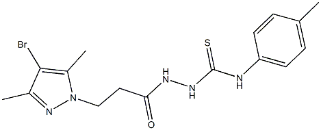 2-[3-(4-bromo-3,5-dimethyl-1H-pyrazol-1-yl)propanoyl]-N-(4-methylphenyl)hydrazinecarbothioamide Struktur