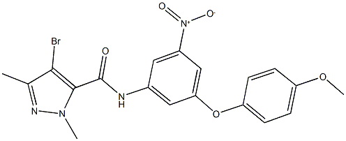 4-bromo-N-[3-nitro-5-(4-methoxyphenoxy)phenyl]-1,3-dimethyl-1H-pyrazole-5-carboxamide Struktur