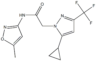 2-[5-cyclopropyl-3-(trifluoromethyl)-1H-pyrazol-1-yl]-N-(5-methyl-3-isoxazolyl)acetamide Struktur