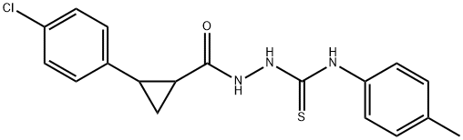 2-{[2-(4-chlorophenyl)cyclopropyl]carbonyl}-N-(4-methylphenyl)hydrazinecarbothioamide Struktur