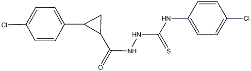 N-(4-chlorophenyl)-2-{[2-(4-chlorophenyl)cyclopropyl]carbonyl}hydrazinecarbothioamide Struktur