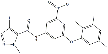 N-[3-nitro-5-(2,3,5-trimethylphenoxy)phenyl]-4-iodo-1-methyl-1H-pyrazole-5-carboxamide Struktur