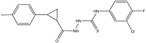 N-(3-chloro-4-fluorophenyl)-2-{[2-(4-methylphenyl)cyclopropyl]carbonyl}hydrazinecarbothioamide Struktur