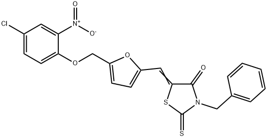 3-benzyl-5-{[5-({4-chloro-2-nitrophenoxy}methyl)-2-furyl]methylene}-2-thioxo-1,3-thiazolidin-4-one Struktur