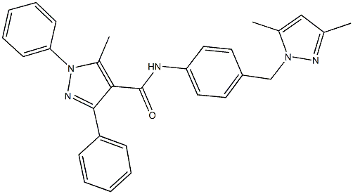 N-{4-[(3,5-dimethyl-1H-pyrazol-1-yl)methyl]phenyl}-5-methyl-1,3-diphenyl-1H-pyrazole-4-carboxamide Struktur