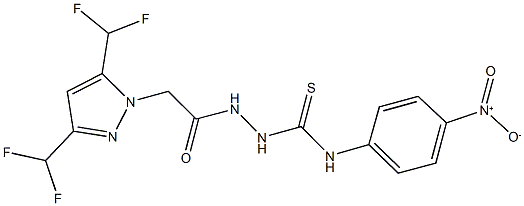 2-{[3,5-bis(difluoromethyl)-1H-pyrazol-1-yl]acetyl}-N-{4-nitrophenyl}hydrazinecarbothioamide Struktur