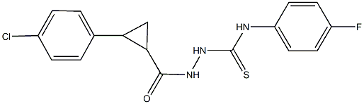 2-{[2-(4-chlorophenyl)cyclopropyl]carbonyl}-N-(4-fluorophenyl)hydrazinecarbothioamide Struktur