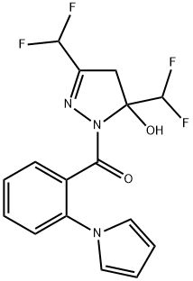 3,5-bis(difluoromethyl)-1-[2-(1H-pyrrol-1-yl)benzoyl]-4,5-dihydro-1H-pyrazol-5-ol Struktur