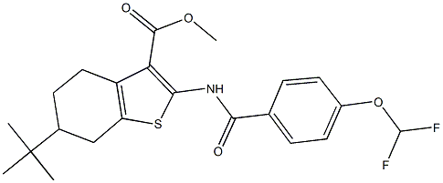 methyl 6-tert-butyl-2-{[4-(difluoromethoxy)benzoyl]amino}-4,5,6,7-tetrahydro-1-benzothiophene-3-carboxylate Struktur