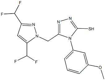 5-{[3,5-bis(difluoromethyl)-1H-pyrazol-1-yl]methyl}-4-(3-methoxyphenyl)-4H-1,2,4-triazole-3-thiol Struktur