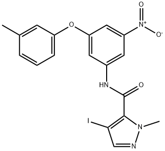 N-[3-nitro-5-(3-methylphenoxy)phenyl]-4-iodo-1-methyl-1H-pyrazole-5-carboxamide Struktur