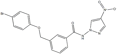 3-[(4-bromophenoxy)methyl]-N-{4-nitro-1H-pyrazol-1-yl}benzamide Struktur