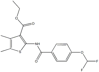 ethyl 2-{[4-(difluoromethoxy)benzoyl]amino}-4,5-dimethyl-3-thiophenecarboxylate Struktur