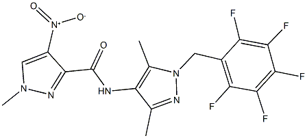 N-[3,5-dimethyl-1-(2,3,4,5,6-pentafluorobenzyl)-1H-pyrazol-4-yl]-4-nitro-1-methyl-1H-pyrazole-3-carboxamide Struktur