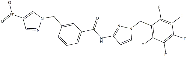 3-({4-nitro-1H-pyrazol-1-yl}methyl)-N-[1-(2,3,4,5,6-pentafluorobenzyl)-1H-pyrazol-3-yl]benzamide Struktur