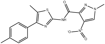 4-nitro-1-methyl-N-[5-methyl-4-(4-methylphenyl)-1,3-thiazol-2-yl]-1H-pyrazole-3-carboxamide Struktur