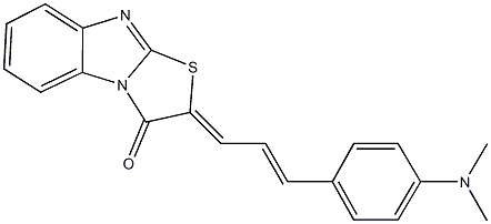 2-{3-[4-(dimethylamino)phenyl]-2-propenylidene}[1,3]thiazolo[3,2-a]benzimidazol-3(2H)-one Struktur