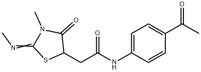 N-(4-acetylphenyl)-2-[3-methyl-2-(methylimino)-4-oxo-1,3-thiazolidin-5-yl]acetamide Struktur