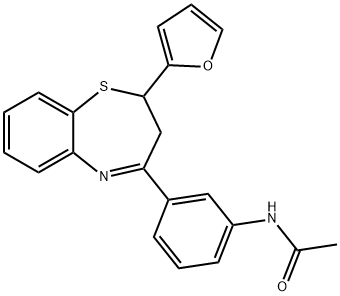 N-{3-[2-(2-furyl)-2,3-dihydro-1,5-benzothiazepin-4-yl]phenyl}acetamide Struktur