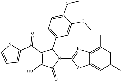 5-(3,4-dimethoxyphenyl)-1-(4,6-dimethyl-1,3-benzothiazol-2-yl)-3-hydroxy-4-(2-thienylcarbonyl)-1,5-dihydro-2H-pyrrol-2-one Struktur